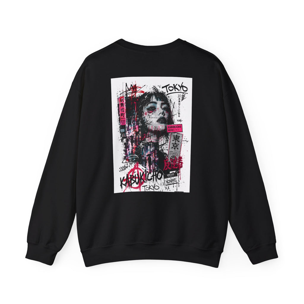 Tokyo Kabukicho Streetwear Crewneck Sweatshirt — Graphic Geisha Back Print