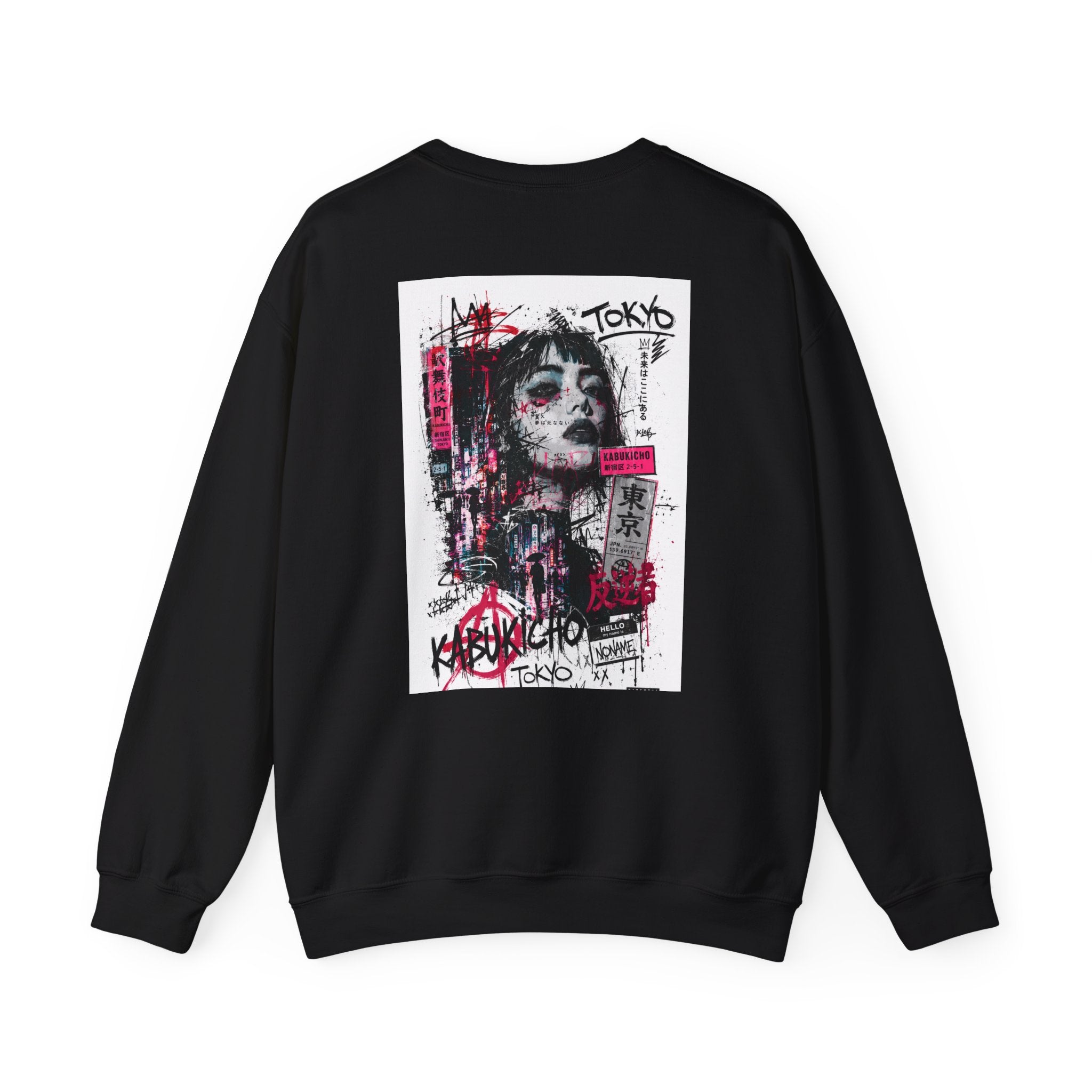 Tokyo Kabukicho Streetwear Crewneck Sweatshirt — Graphic Geisha Back Print