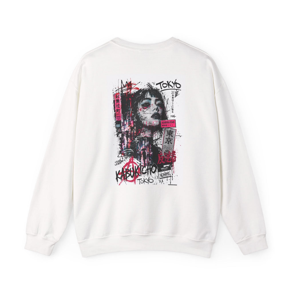 Tokyo Kabukicho Streetwear Crewneck Sweatshirt — Graphic Geisha Back Print