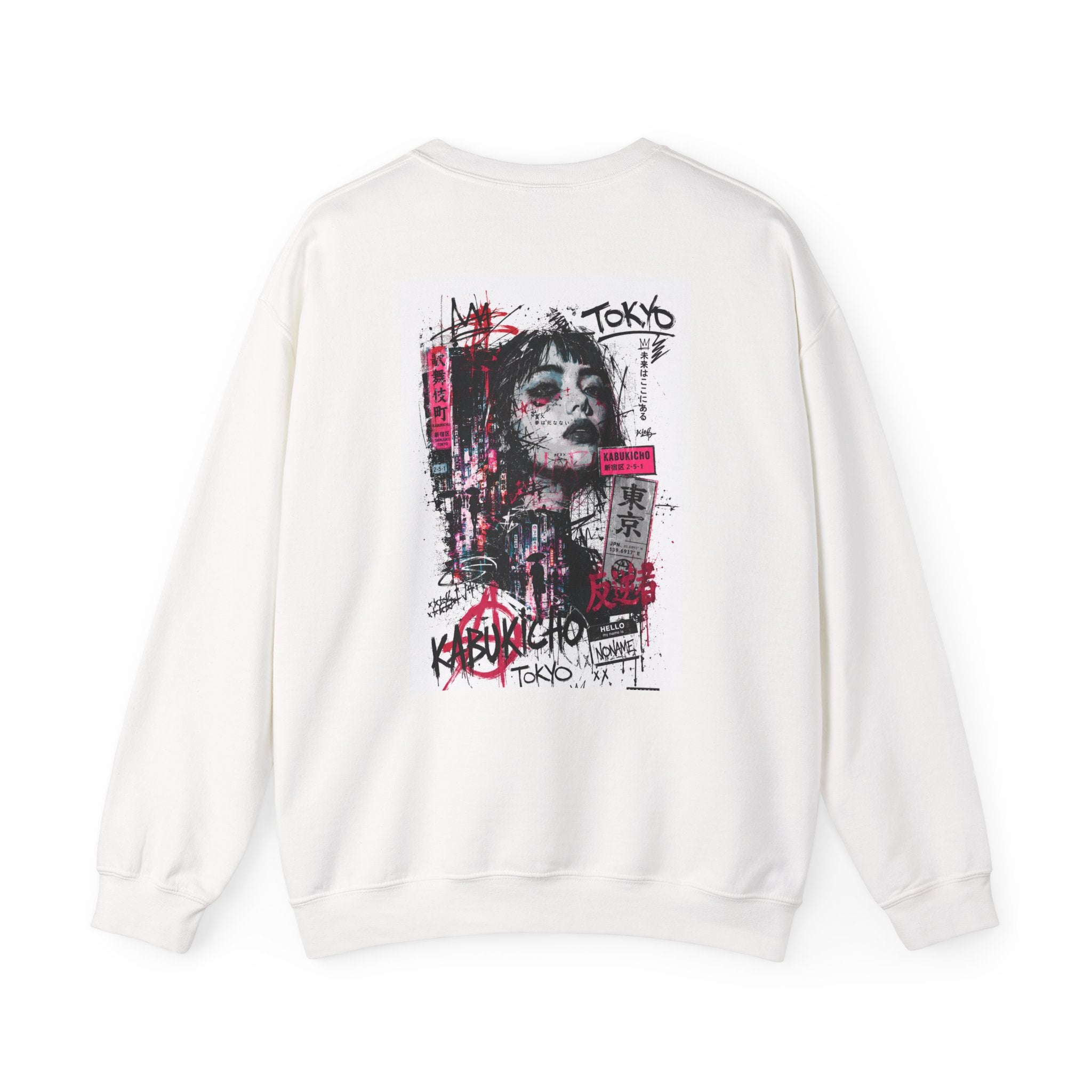 Tokyo Kabukicho Streetwear Crewneck Sweatshirt — Graphic Geisha Back Print